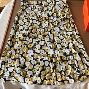Karen Kane Floral A-Line Skirt - Black, Yellow, and White